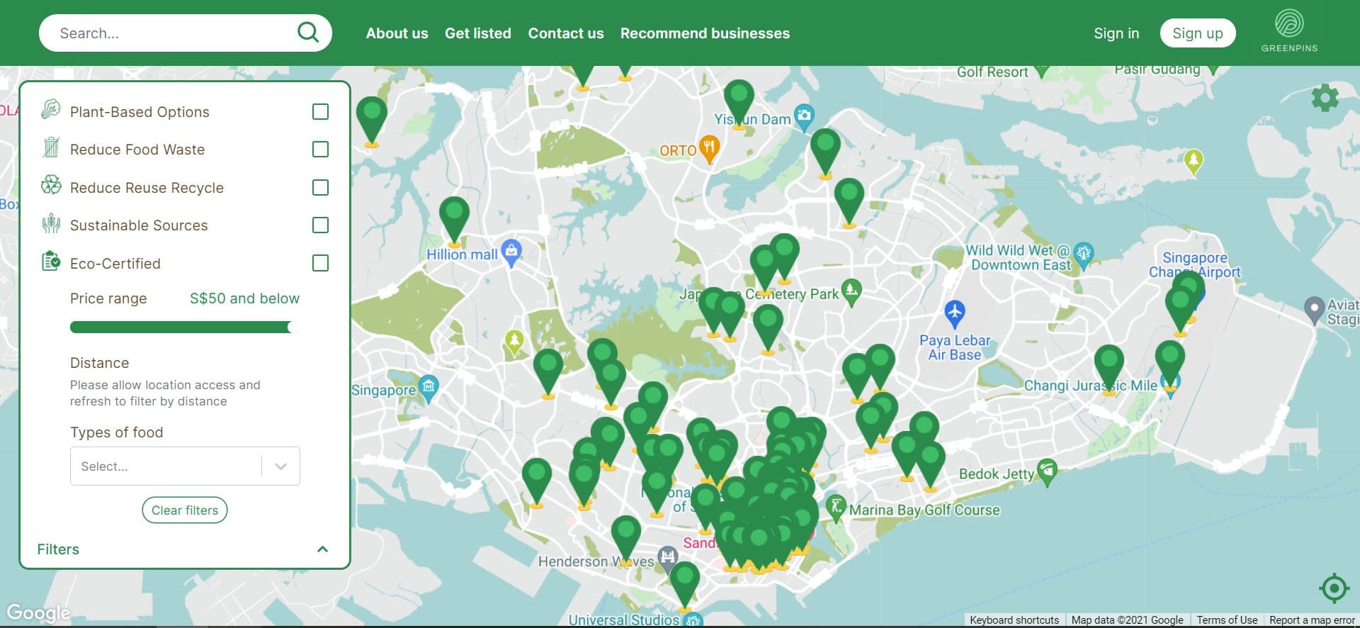 GreenPins web app